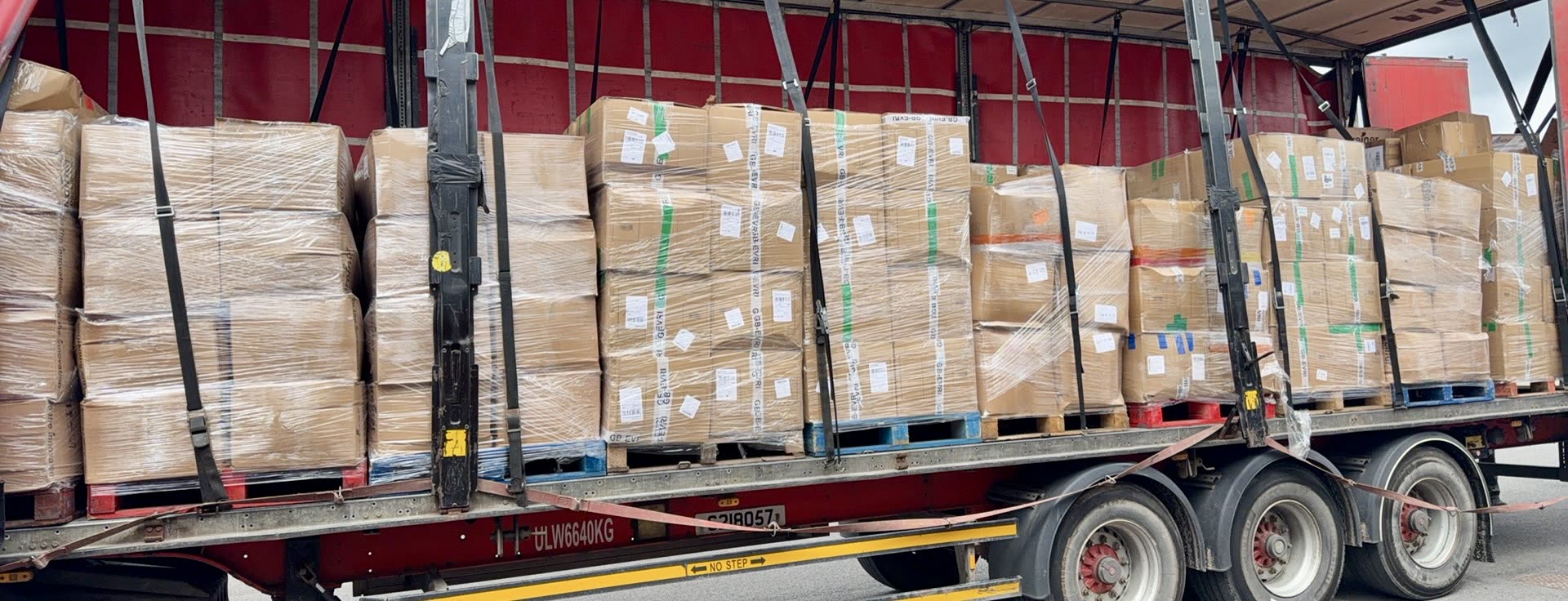 A truckload of DTC athleisure customer returns arriving at our Nottingham warehouse — 30,000 items per month of leggings, yoga pants, jeans, dresses, and tops under our exclusive supply contract